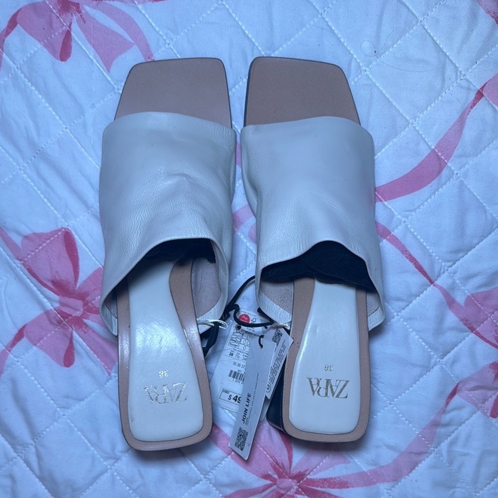 Zara Women's White Slide Sandals